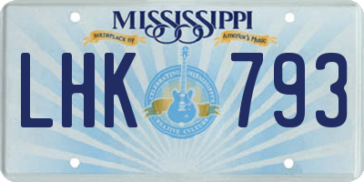 MS license plate LHK793