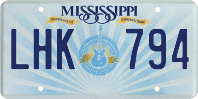 MS license plate LHK794