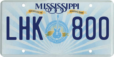 MS license plate LHK800