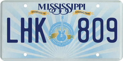 MS license plate LHK809