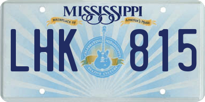 MS license plate LHK815