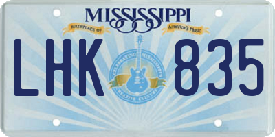 MS license plate LHK835