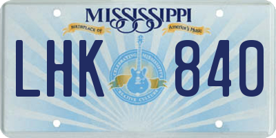 MS license plate LHK840