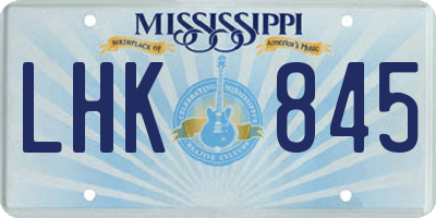 MS license plate LHK845