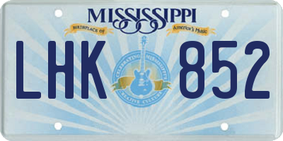 MS license plate LHK852