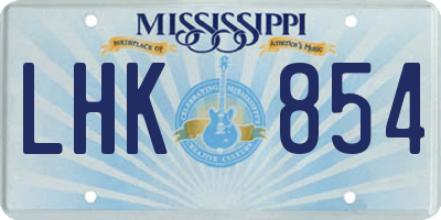 MS license plate LHK854