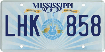MS license plate LHK858