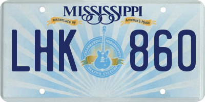 MS license plate LHK860