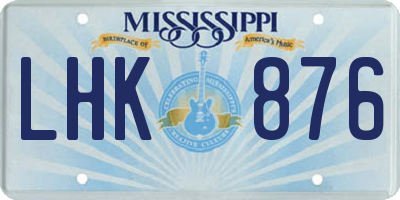 MS license plate LHK876
