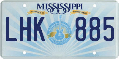 MS license plate LHK885