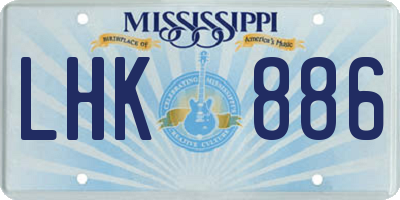 MS license plate LHK886