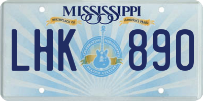 MS license plate LHK890