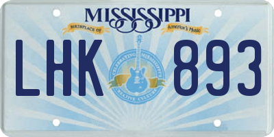 MS license plate LHK893