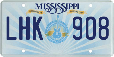 MS license plate LHK908