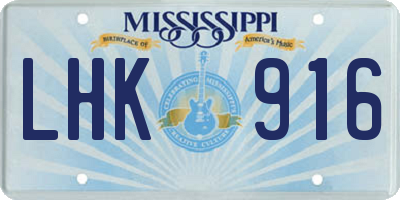 MS license plate LHK916