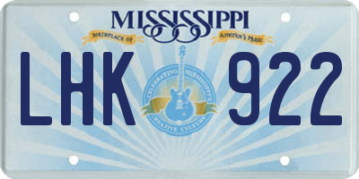 MS license plate LHK922