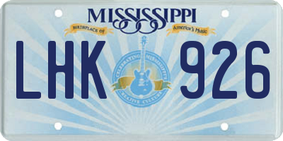 MS license plate LHK926