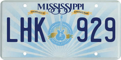MS license plate LHK929