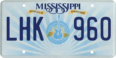 MS license plate LHK960