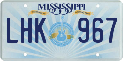 MS license plate LHK967