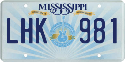 MS license plate LHK981