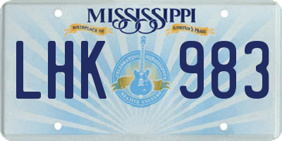 MS license plate LHK983