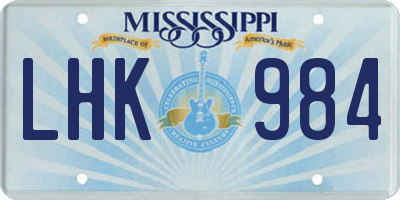 MS license plate LHK984