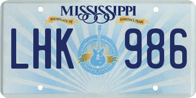 MS license plate LHK986