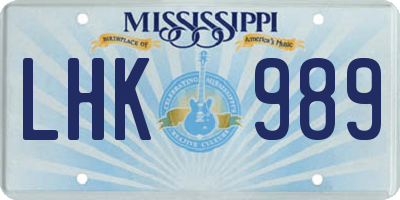 MS license plate LHK989