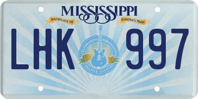 MS license plate LHK997