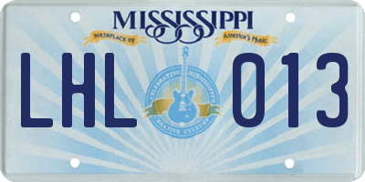 MS license plate LHL013