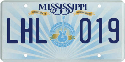 MS license plate LHL019