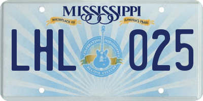 MS license plate LHL025