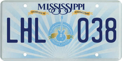 MS license plate LHL038
