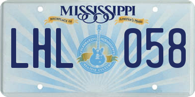MS license plate LHL058