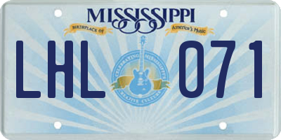 MS license plate LHL071