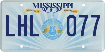 MS license plate LHL077