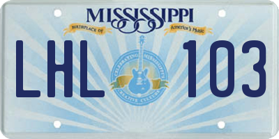 MS license plate LHL103