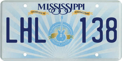 MS license plate LHL138