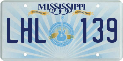 MS license plate LHL139