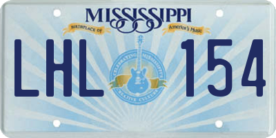 MS license plate LHL154