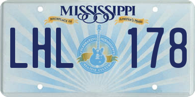 MS license plate LHL178