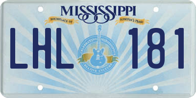 MS license plate LHL181