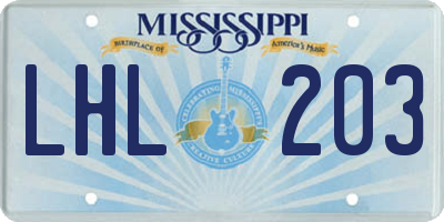 MS license plate LHL203