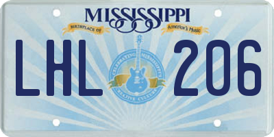 MS license plate LHL206
