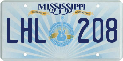 MS license plate LHL208
