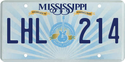MS license plate LHL214