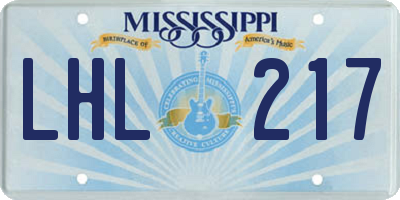 MS license plate LHL217