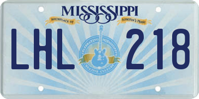 MS license plate LHL218