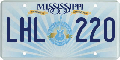 MS license plate LHL220